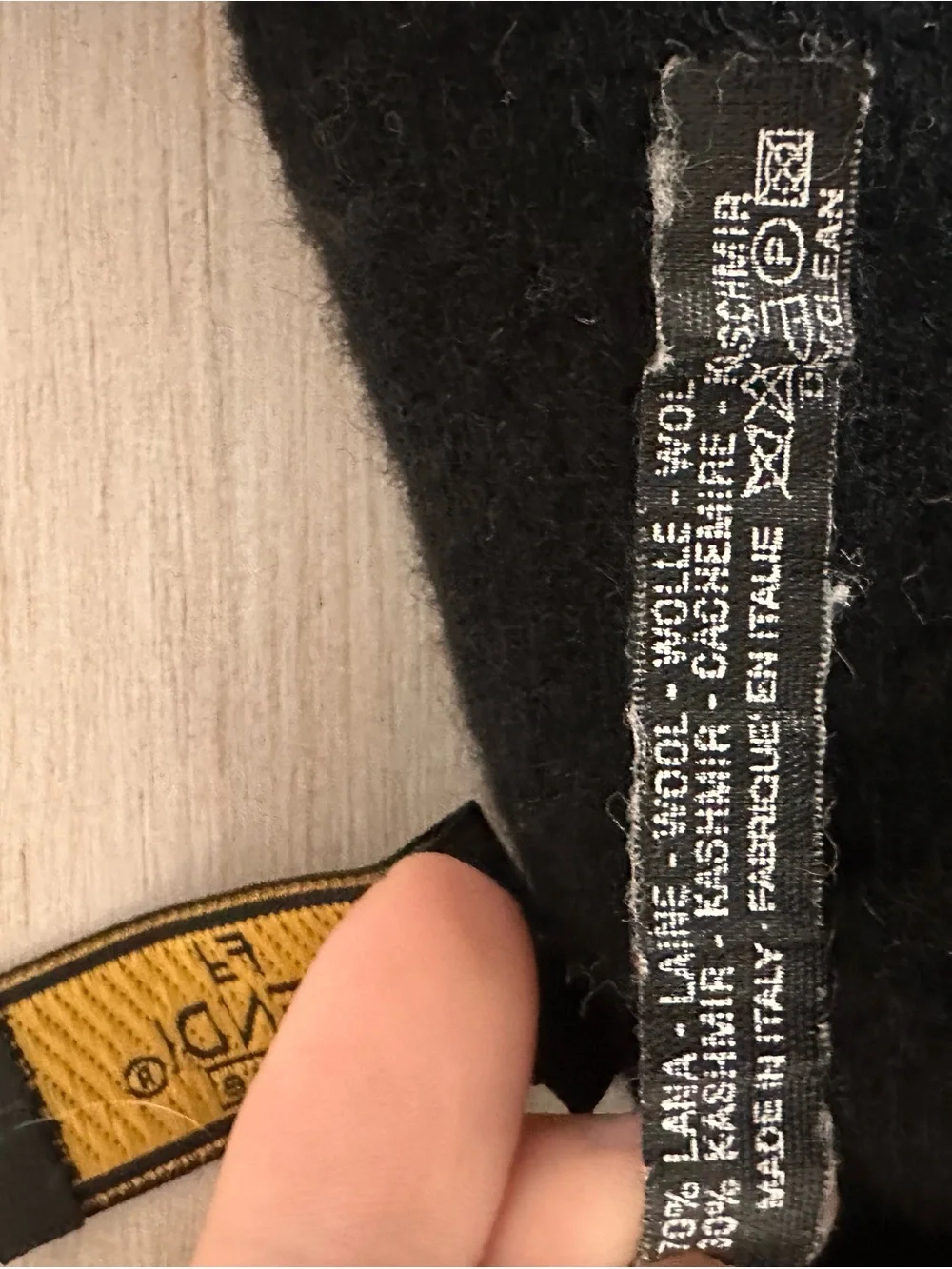 Fendi Black Fringed Wool Scarf